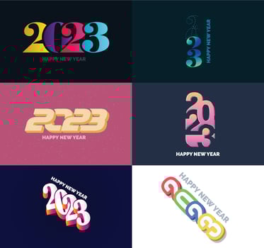 Big Set of 2023 Happy New Year logo text design 2023 number design template vector