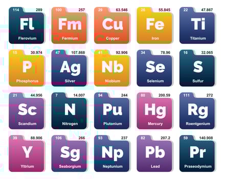 20 Preiodic table of the elements Icon Pack Design vector