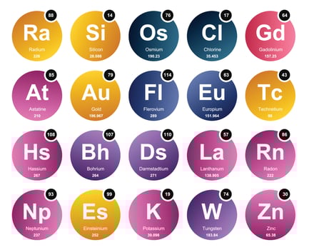 20 Preiodic table of the elements Icon Pack Design vector