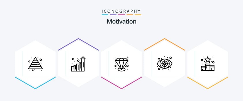Motivation 25 Line icon pack including social. rating. value able. position. target vector
