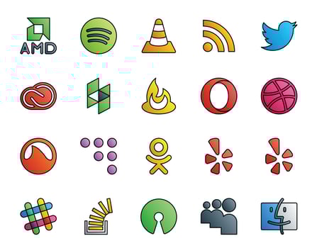 20 Social Media Icon Pack Including odnoklassniki grooveshark creative cloud dribbble feedburner vector