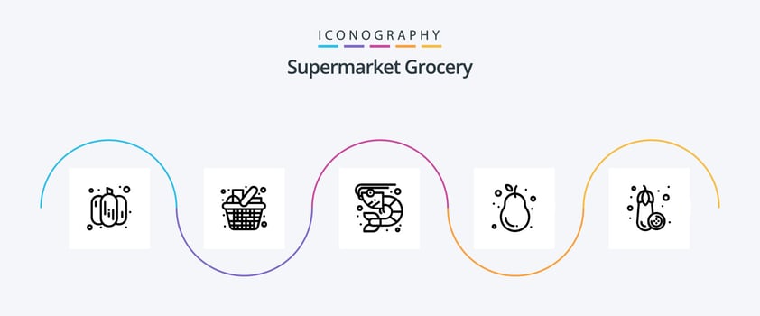 Grocery Line 5 Icon Pack Including eggplant. pear. fish. guava. avocado vector