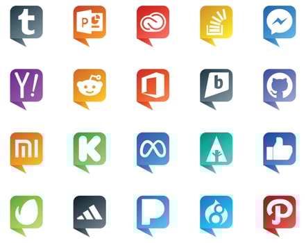 20 Social Media Speech Bubble Style Logo like kickstarter github overflow brightkite reddit vector
