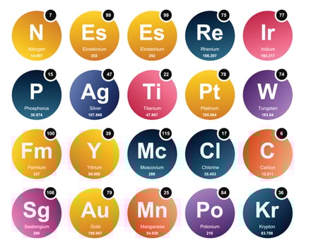 20 Preiodic table of the elements Icon Pack Design vector