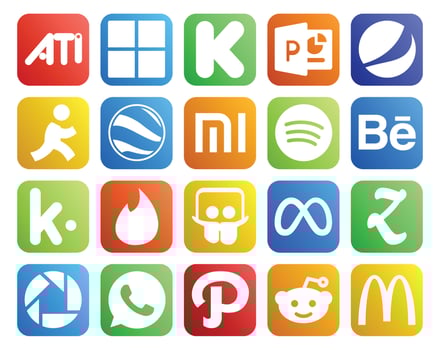 20 Social Media Icon Pack Including whatsapp zootool spotify facebook slideshare vector
