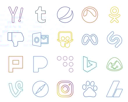 20 Social Media Icon Pack Including vine bing slideshare coderwall plurk vector