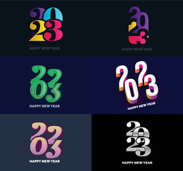 Big Set of 2023 Happy New Year logo text design 2023 number design template vector