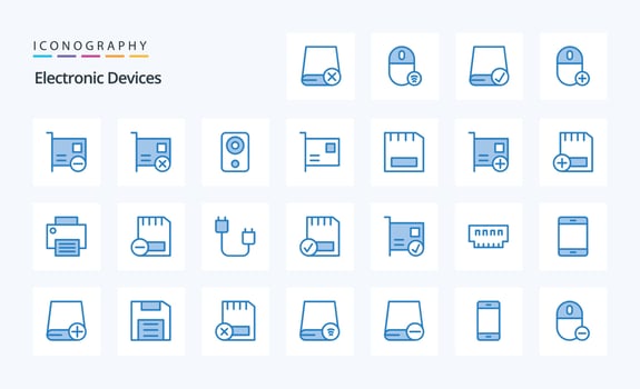 25 Devices Blue icon pack vector