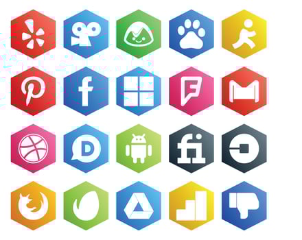 20 Social Media Icon Pack Including car fiverr foursquare android dribbble vector
