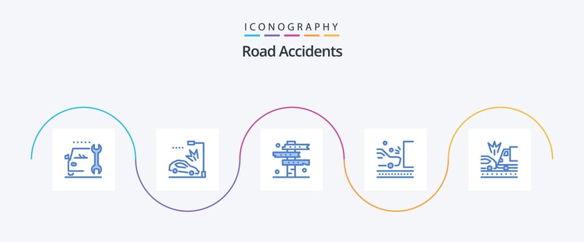 Road Accidents Blue 5 Icon Pack Including traffic. road. cowboy. navigation. west vector