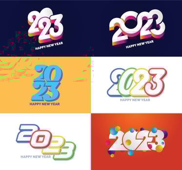 Big Set of 2023 Happy New Year logo text design 2023 number design template vector
