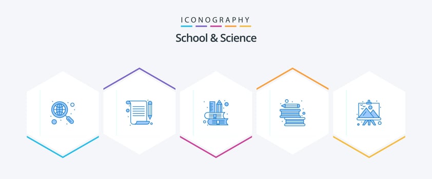 School And Science 25 Blue icon pack including frame. pen. book. literature. books vector