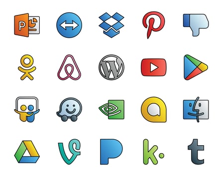 20 Social Media Icon Pack Including finder nvidia cms waze apps vector