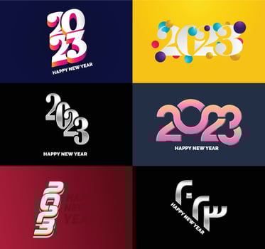 Big Collection of 2023 Happy New Year symbols Cover of business diary for 2023 with wishes vector