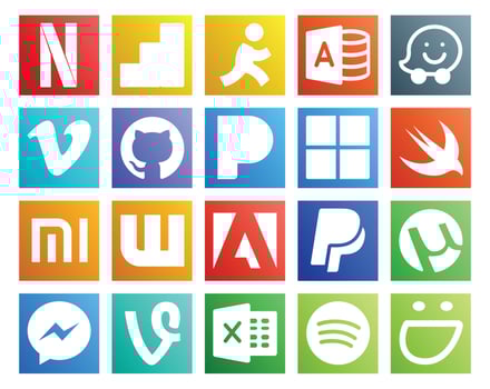 20 Social Media Icon Pack Including vine utorrent pandora paypal wattpad vector