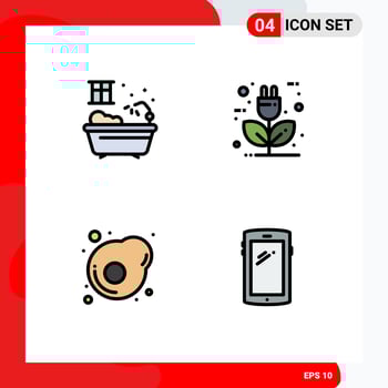 Group of 4 Filledline Flat Colors Signs and Symbols for bathroom egg auto ecology phone Editable Vector Design Elements