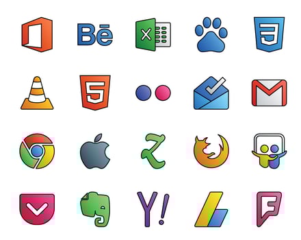 20 Social Media Icon Pack Including firefox apple html chrome email vector