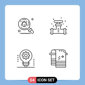 4 Creative Icons Modern Signs and Symbols of antivirus valve insect plumber artificial intelligence Editable Vector Design Elements