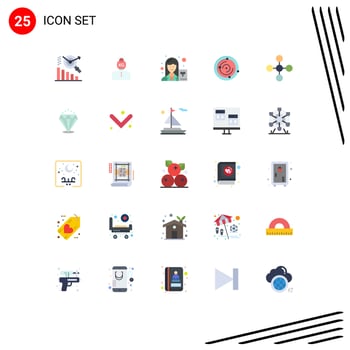 Group of 25 Flat Colors Signs and Symbols for link health female medical spase Editable Vector Design Elements