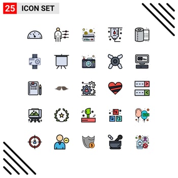 Set of 25 Modern UI Icons Symbols Signs for toilet paper paper card bathroom hospital Editable Vector Design Elements
