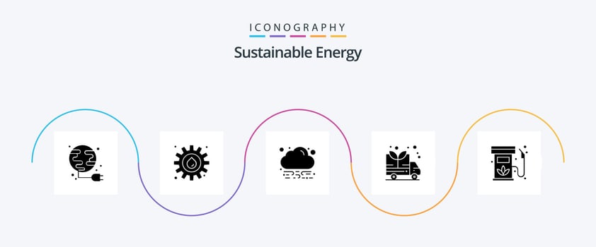 Sustainable Energy Glyph 5 Icon Pack Including gas. diesel. energy. biodiesel. green vector