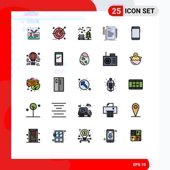 Modern Set of 25 Filled line Flat Colors Pictograph of file code optimization weather park Editable Vector Design Elements