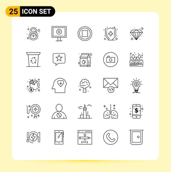 Set of 25 Modern UI Icons Symbols Signs for been value music premium medical insurance Editable Vector Design Elements