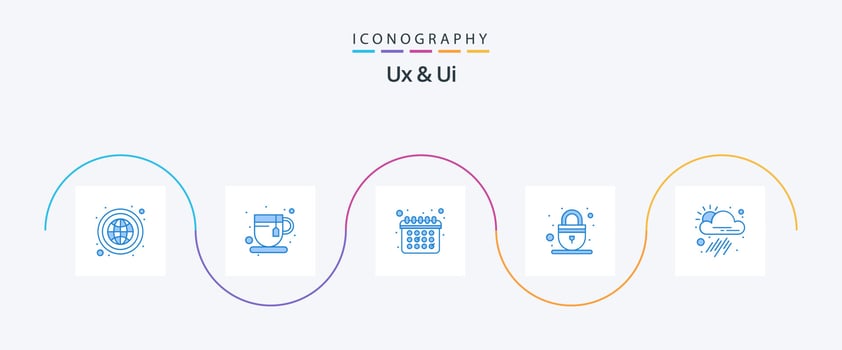 Ux And Ui Blue 5 Icon Pack Including tool. app. appointment. web. padlock vector