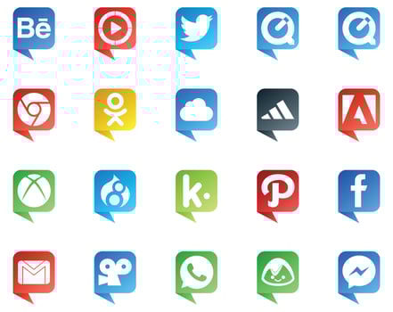 20 Social Media Speech Bubble Style Logo like email facebook icloud path drupal vector