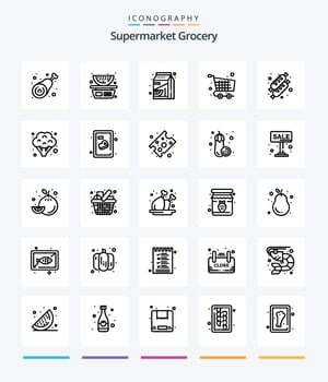 Creative Grocery 25 OutLine icon pack  Such As checkout. shopping. watermelon. checkout. pak vector
