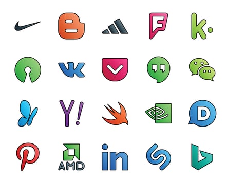 20 Social Media Icon Pack Including pinterest nvidia hangouts swift yahoo vector