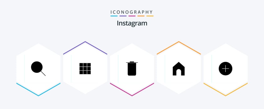 Instagram 25 Glyph icon pack including . contact. sets. add. interface vector