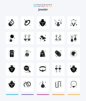 Creative Jewellery 25 Glyph Solid Black icon pack  Such As drop. dress shirt. jewelry. cufflink. jewelry vector