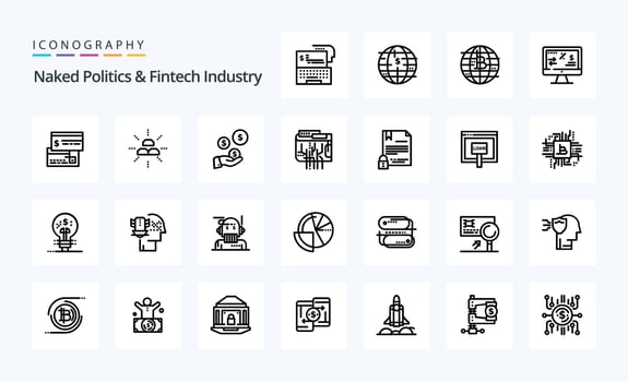 25 Naked Politics And Fintech Industry Line icon pack vector