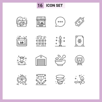 Outline Pack of 16 Universal Symbols of october autumn bubble tag market Editable Vector Design Elements