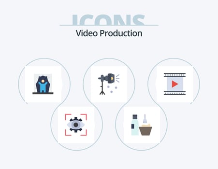 Video Production Flat Icon Pack 5 Icon Design. lightning. illumination. makeup. professional artist. celebrity vector