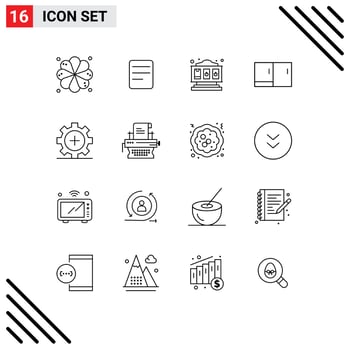 Set of 16 Vector Outlines on Grid for medical health play equipment home appliances Editable Vector Design Elements