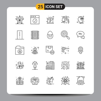 25 Line concept for Websites Mobile and Apps mind connect electric pasta supermarket Editable Vector Design Elements