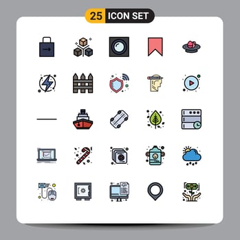 Universal Icon Symbols Group of 25 Modern Filled line Flat Colors of save instagram objects flag light Editable Vector Design Elements