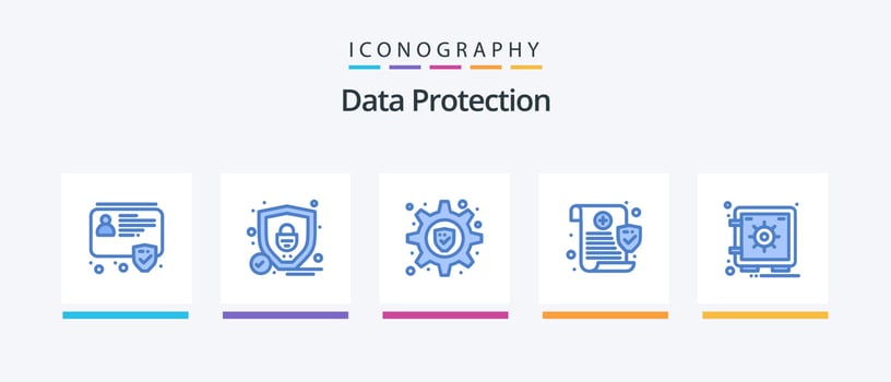 Data Protection Blue 5 Icon Pack Including vault. safe. security. locker. privacy. Creative Icons Design vector