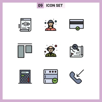 Pack of 9 creative Filledline Flat Colors of science person business vertical align Editable Vector Design Elements