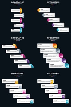 Six vector infographics pack for business presentations