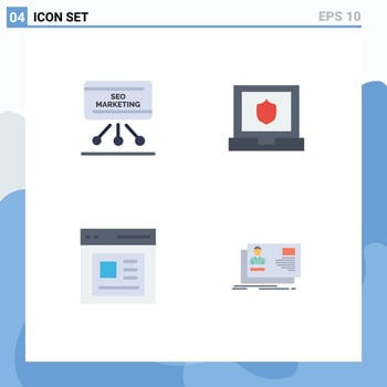 4 Flat Icon concept for Websites Mobile and Apps seo content board security user Editable Vector Design Elements
