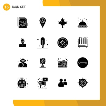 Set of 16 Modern UI Icons Symbols Signs for stress life canada head space Editable Vector Design Elements