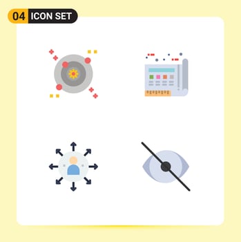 Modern Set of 4 Flat Icons and symbols such as galaxy arrows blue paper job Editable Vector Design Elements