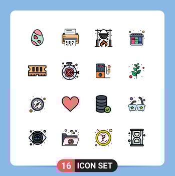 16 User Interface Flat Color Filled Line Pack of modern Signs and Symbols of iteration food document picnic autumn Editable Creative Vector Design Elements