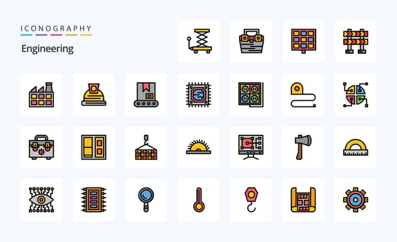 25 Engineering Line Filled Style icon pack vector
