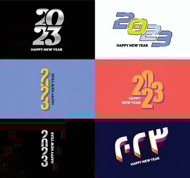 Big Set of 2023 Happy New Year logo text design 2023 number design template vector