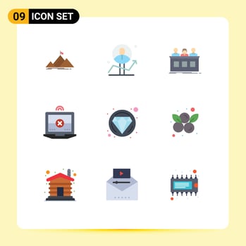 9 Thematic Vector Flat Colors and Editable Symbols of carnival computing success laptop judge Editable Vector Design Elements