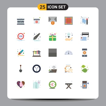 Mobile Interface Flat Color Set of 25 Pictograms of sign graphic date designer creative Editable Vector Design Elements